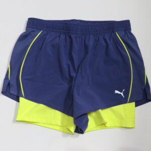 PANTALÓN CORTO CON MALLAS PUMA LILA-AMARILLO